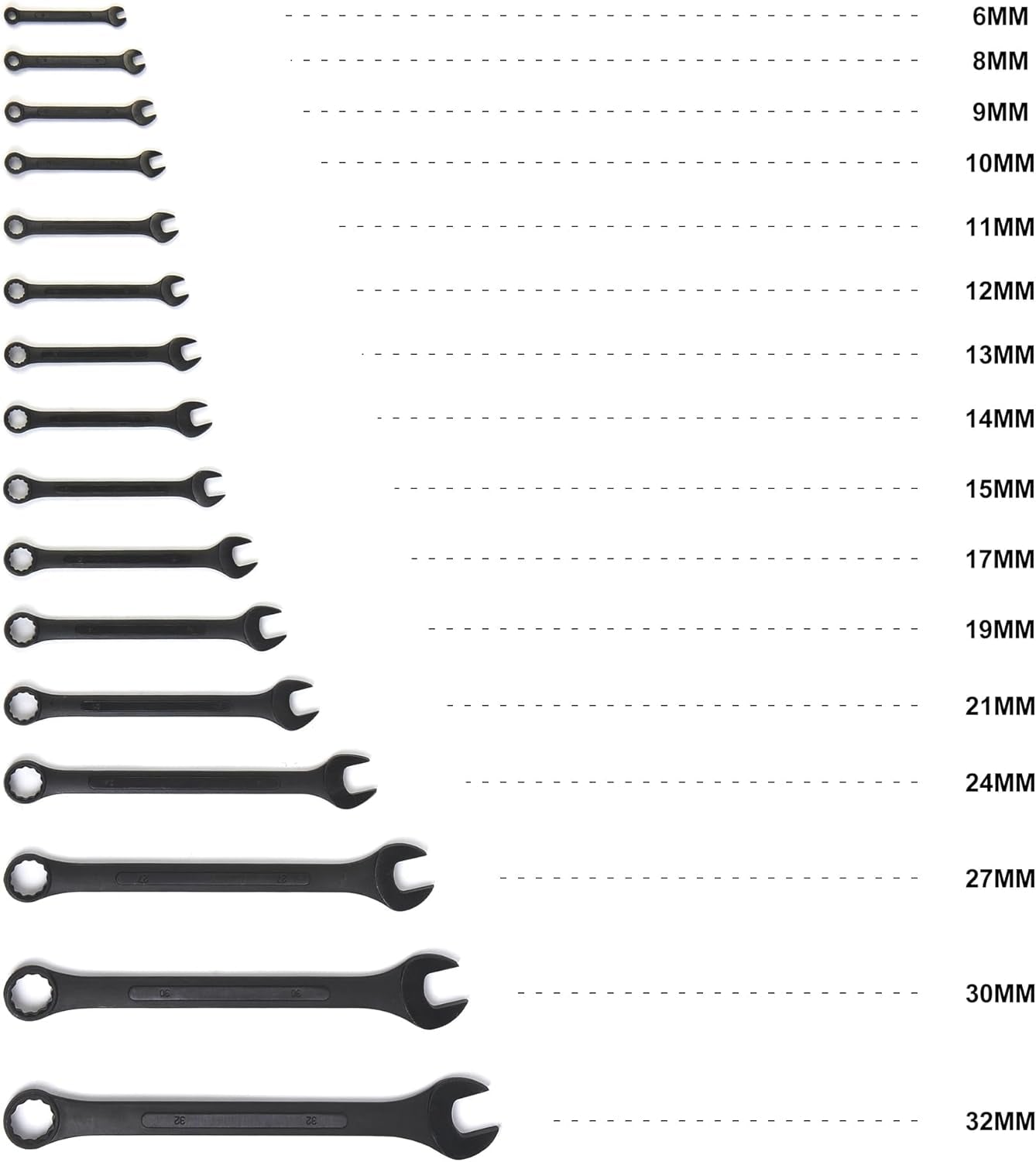 16 Piece Metric Combination Wrench Set 6Mm to 32Mm Metric Wrench Set with Roll up Pouch