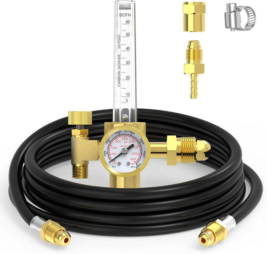 CO2 Argon Gas Regulator, Argon Flow Meter Regulator with 8Ft Gas Hose for MIG TIG Welder