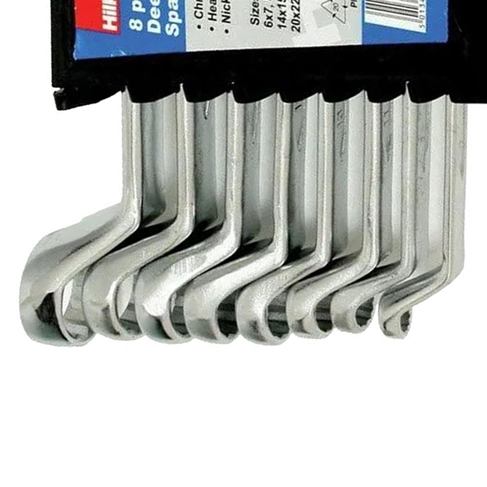 8Pc Deep Offset Ring Spanner Set 6Mm-22Mm Metric Nickel Chrome Plated CRV Steel