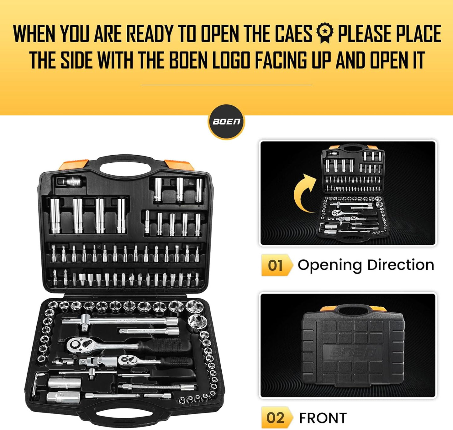 1/4-Inch & 1/2-Inch Drive Socket Wrench Set | 94-Piece Metric Socket Set, Mechanics Tools Kit for Auto Repairing & Household