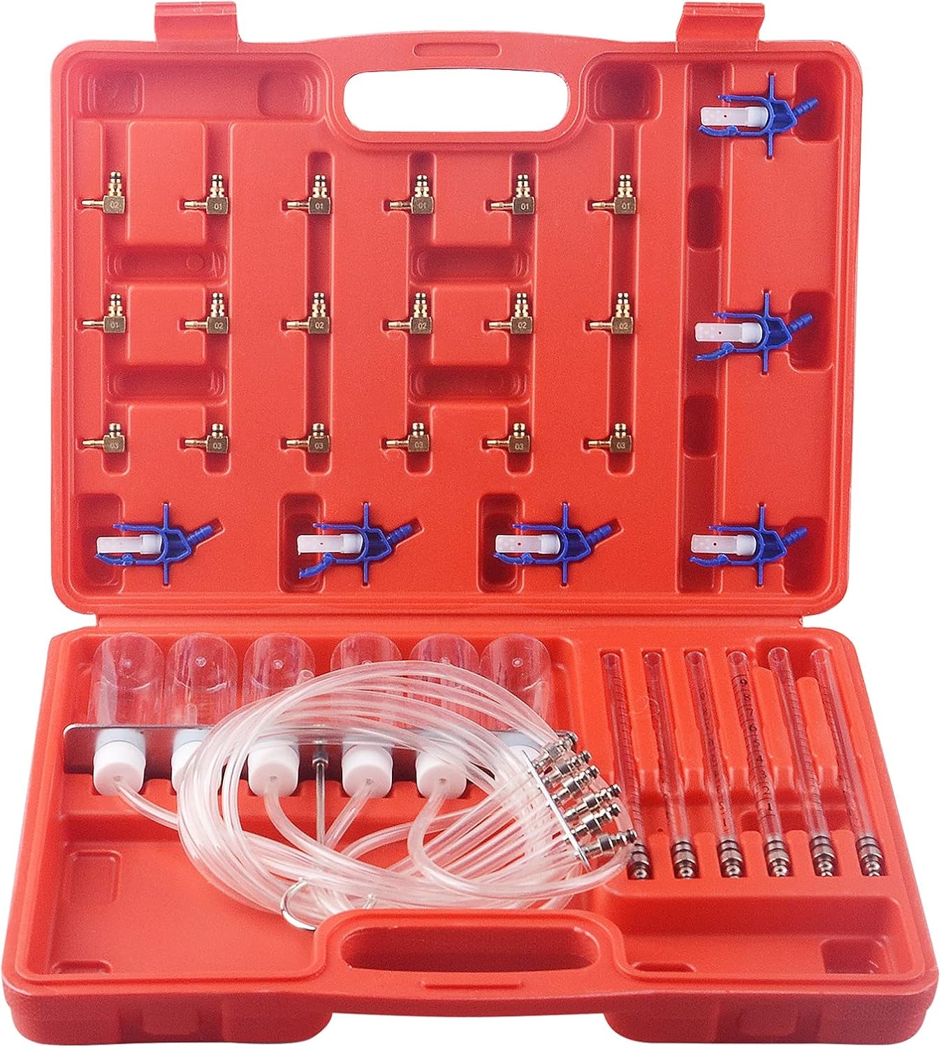 6 Cylinder Diesel Injector Flow Meter Diagnostic Set, Cylinder Common Rail Adaptor Test Tool Leak off Test Kit