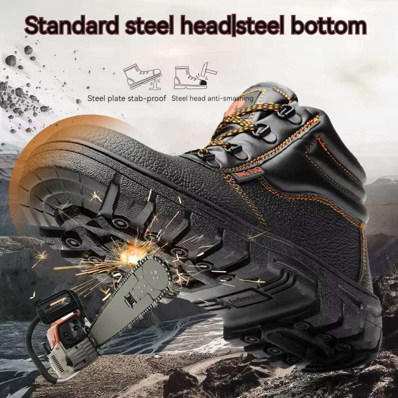 Wear-Resisting Men Work Safety Boots Anti-Smash Anti-Puncture Work Sneakers Waterproof Boots Indestructible Protective Work Boot