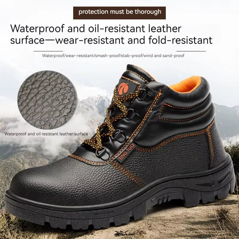 Wear-Resisting Men Work Safety Boots Anti-Smash Anti-Puncture Work Sneakers Waterproof Boots Indestructible Protective Work Boot