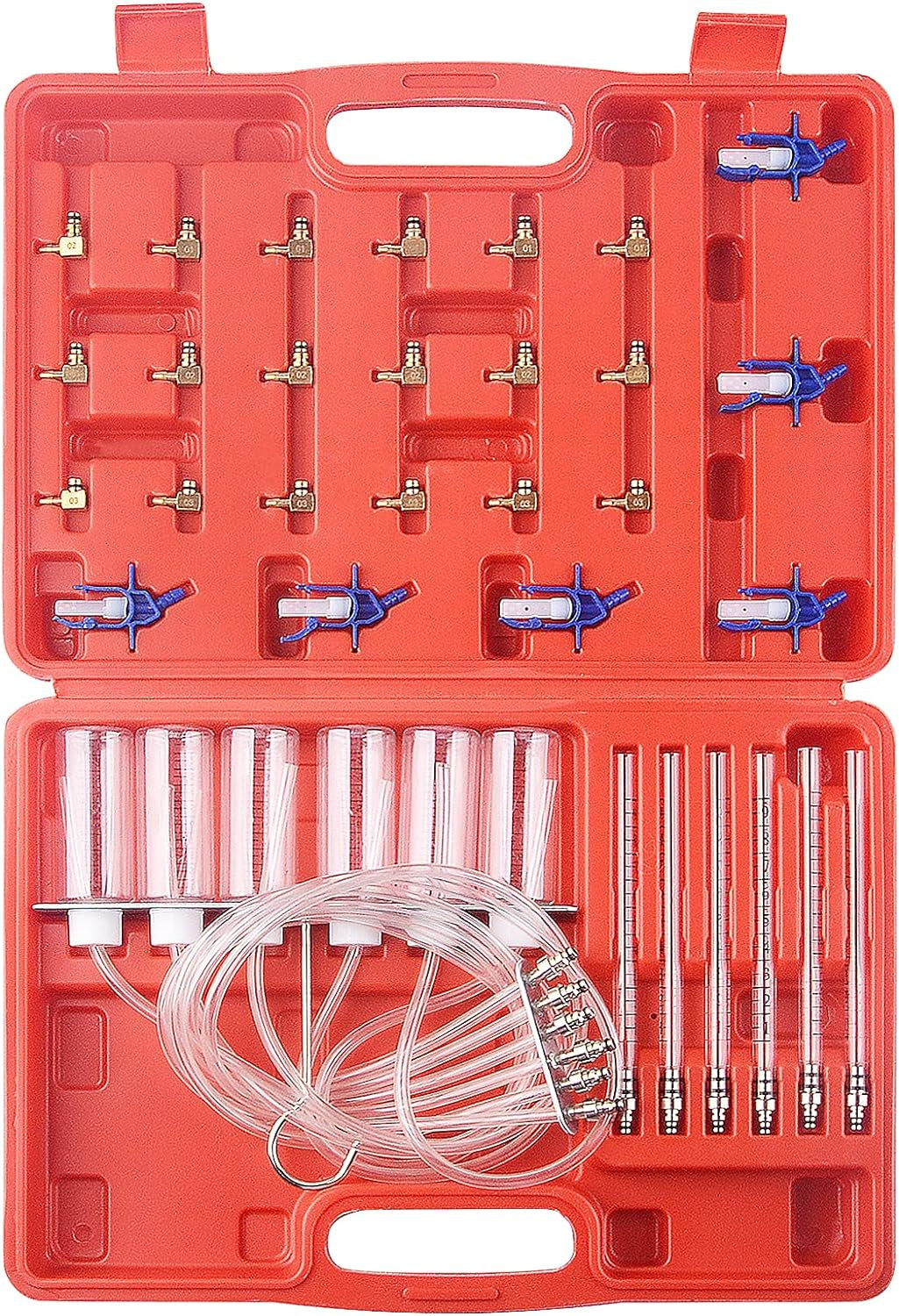 6 Cylinder Diesel Injector Flow Meter Diagnostic Set, Cylinder Common Rail Adaptor Test Tool Leak off Test Kit