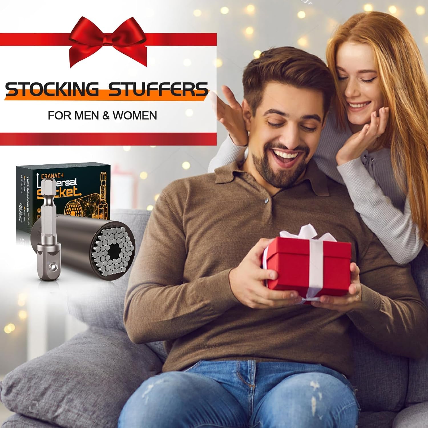 Stocking Stuffers Super Universal Socket - Tools Gifts for Men Women Grip Socket with Power Drill Adapter Unscrew Any Bolt Cool Gadgets for Men Car Guy Gift Ideas for Adults Dad Stuff Christmas Gifts