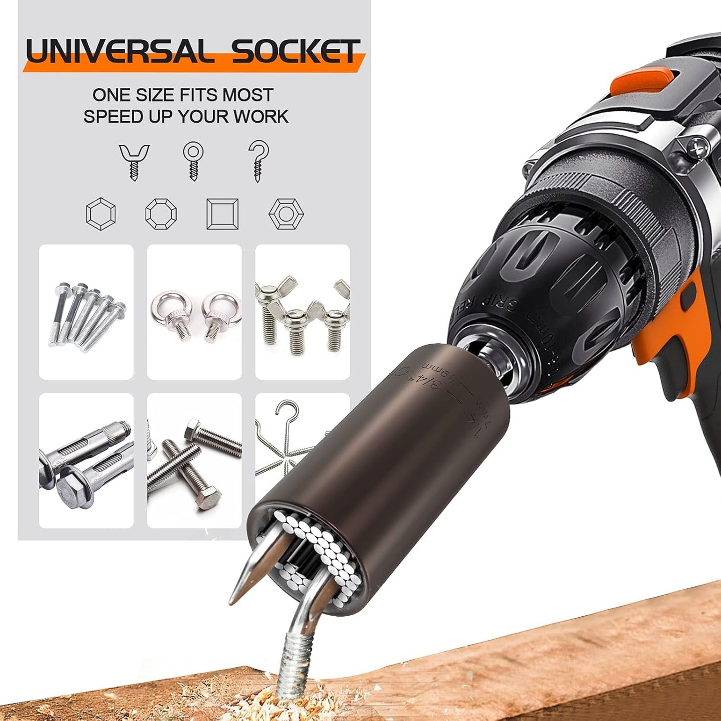 Stocking Stuffers Super Universal Socket - Tools Gifts for Men Women Grip Socket with Power Drill Adapter Unscrew Any Bolt Cool Gadgets for Men Car Guy Gift Ideas for Adults Dad Stuff Christmas Gifts