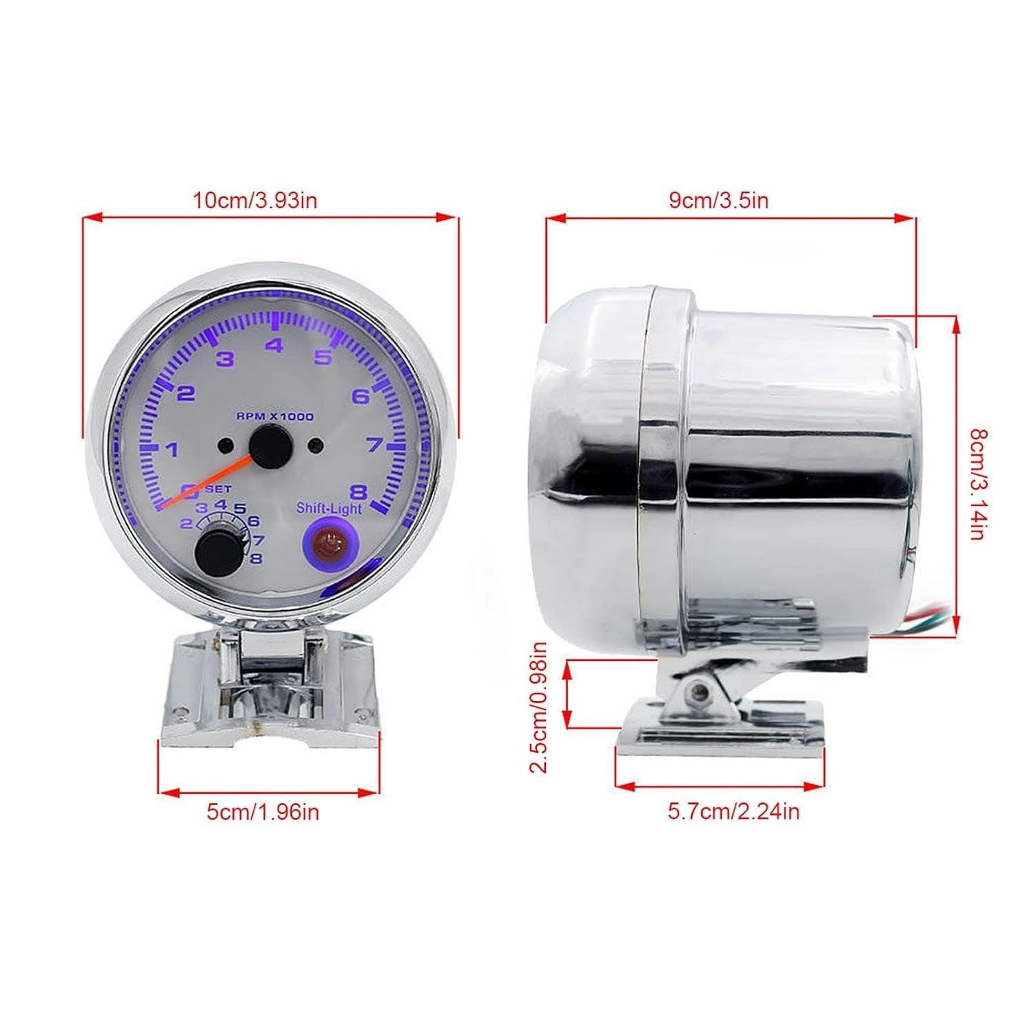 Tachometer Tacho Gauge Car RPM Revolution Meter 3.75In 0‑8000 RPM 7 Color Background Lights Universal Replacement for 4/6/8 Cylinder 12V Gasoline‑Powered Vehicles