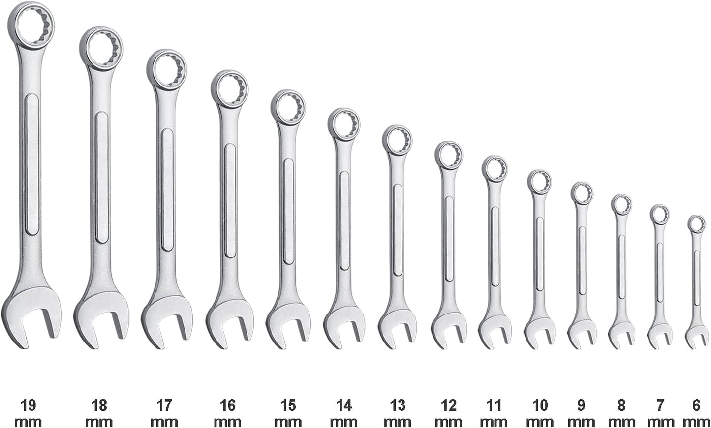 14-Piece Essential Metric Combination Wrench Set in Roll-Up Pouch, No Skipped Metric Sizes 6Mm - 19Mm | Best Value Wrench Set, Ideal for General Household, Garage, Workshop, Auto Repairs, Emergency