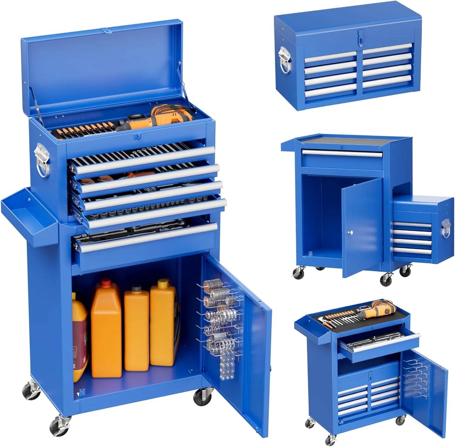 Blue Tool Chest with Detachable Top Tool Box