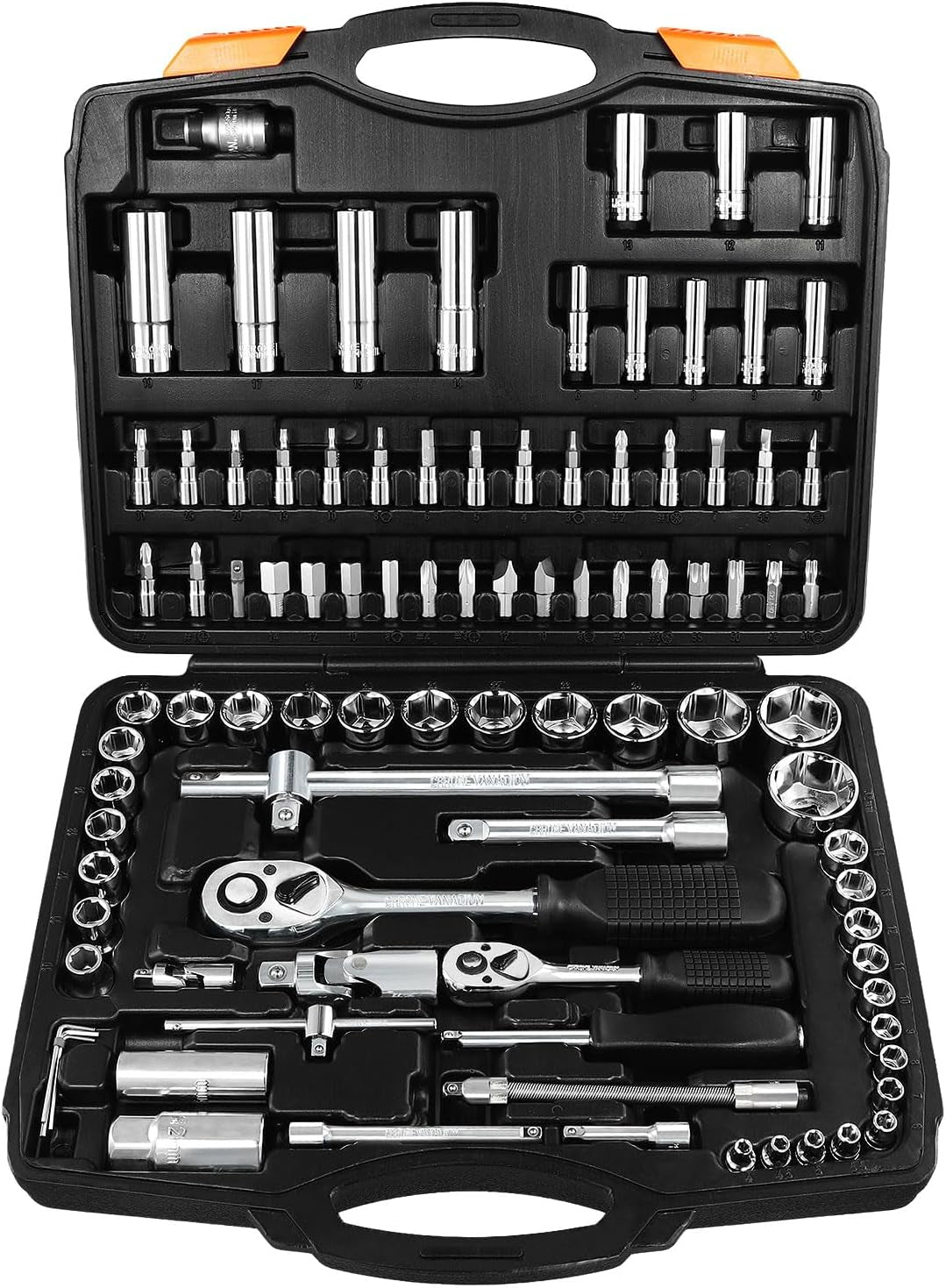 1/4-Inch & 1/2-Inch Drive Socket Wrench Set | 94-Piece Metric Socket Set, Mechanics Tools Kit for Auto Repairing & Household