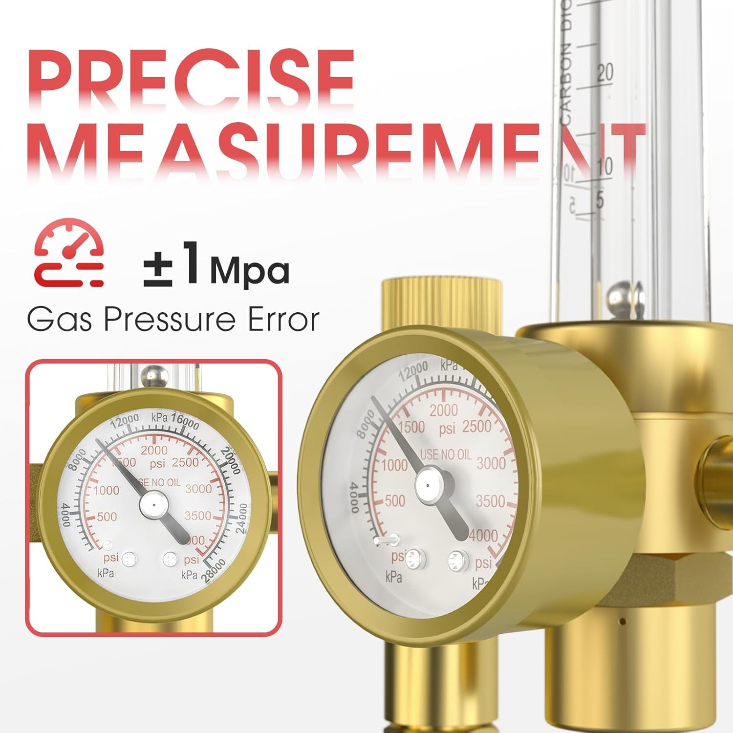 CO2 Argon Gas Regulator, Argon Flow Meter Regulator with 8Ft Gas Hose for MIG TIG Welder